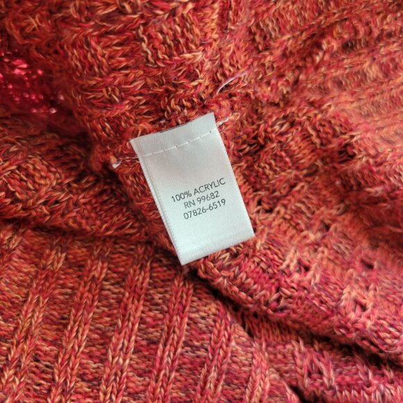 CJ Banks Women Sweater 2X Plus 3/4 Sleeve Red Pink Cowl Neck Soft SWE109E - Picture 8 of 9